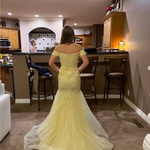 Elegant Yellow Off-Shoulder Gown